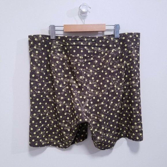 Lululemon Brown Polka Dot Swim Shorts Size 40 Drawstring Pockets Mens Yellow - Picture 2 of 7